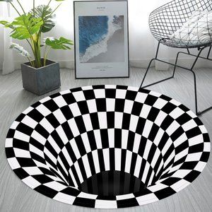 Round 3D Visual Trap Pattern Carpet Computer Chair Cushion Round Door Mat Chair